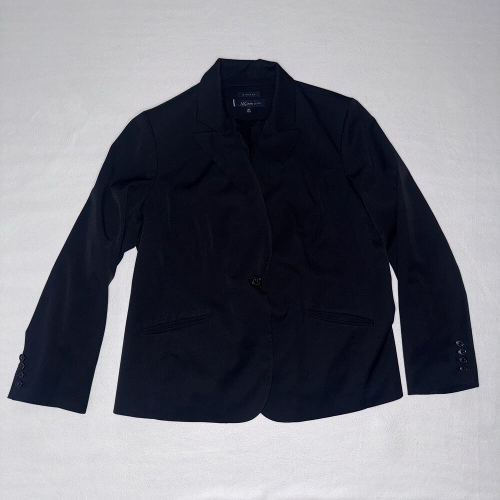 Anne Klein Black 1 Button Stretch 18W Blazer